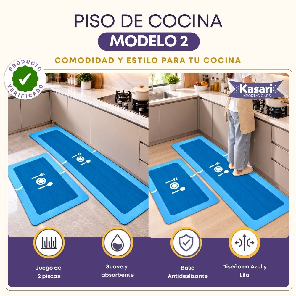 Set de 2 Alfombras Antideslizantes para Cocina