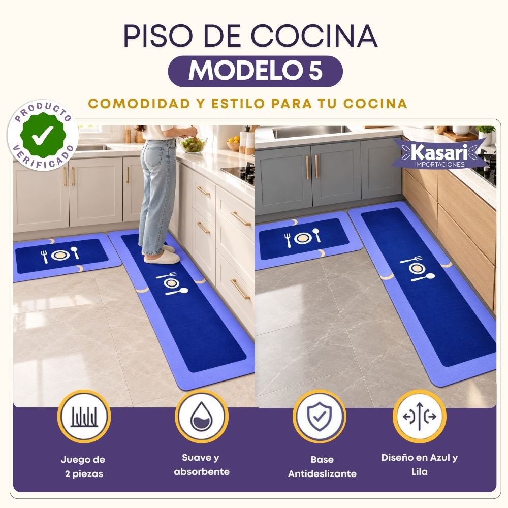 Set de 2 Alfombras Antideslizantes para Cocina