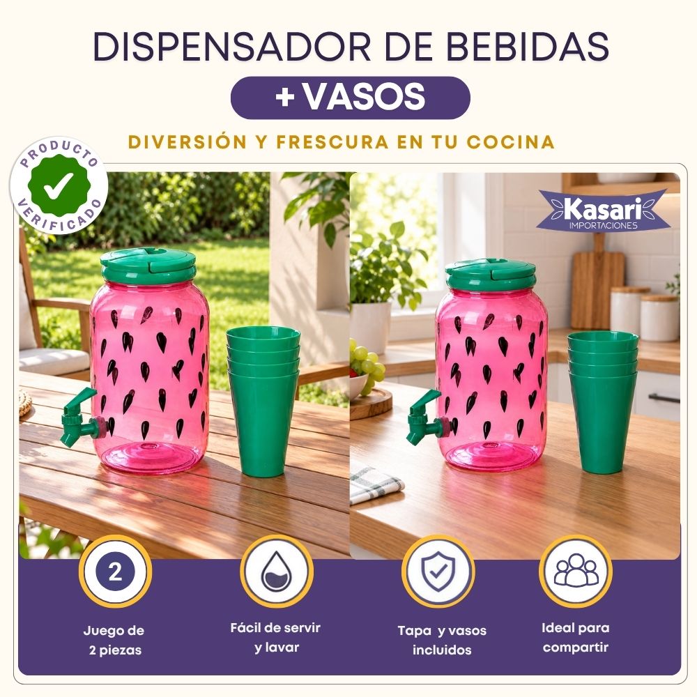 Dispensador de Bebidas con Vasos