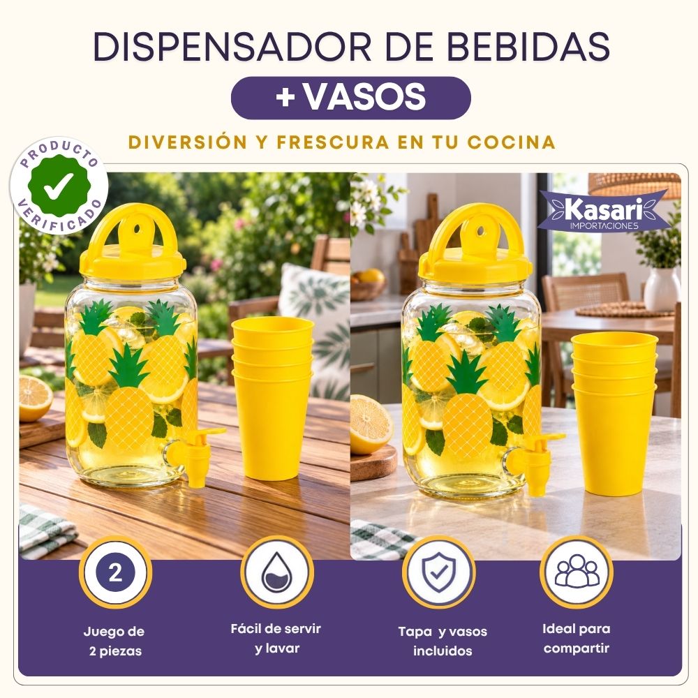Dispensador de Bebidas con Vasos