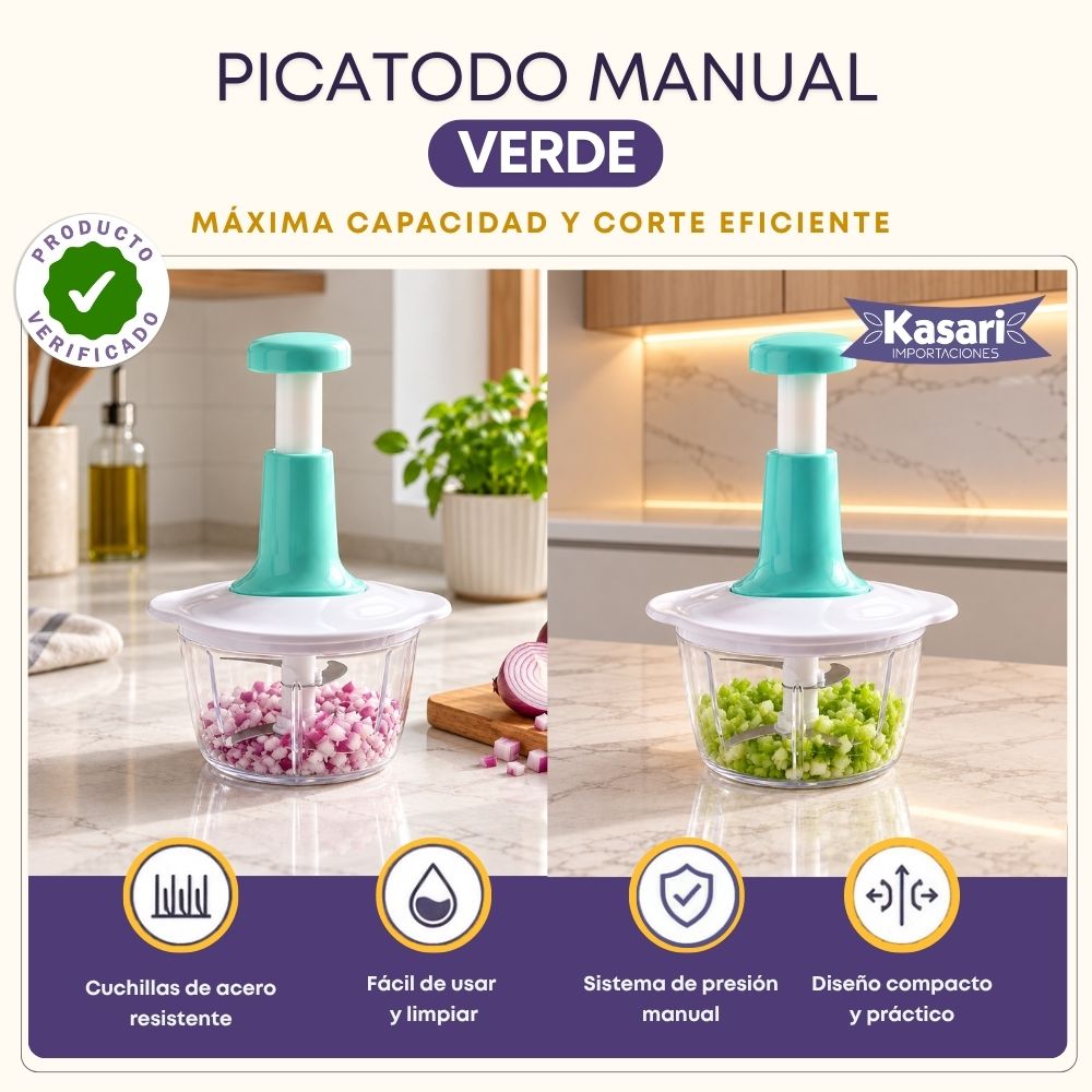 Picador Manual a Presión Multifuncional para Verduras