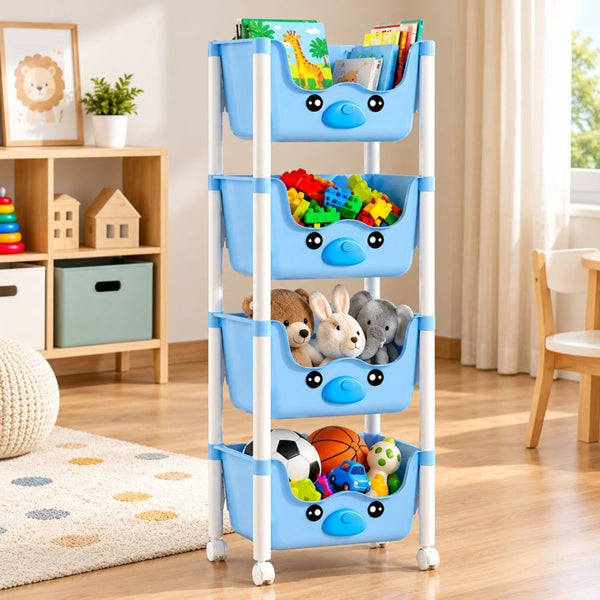 Organizador de Juguetes Osito de 4 Niveles - Celeste