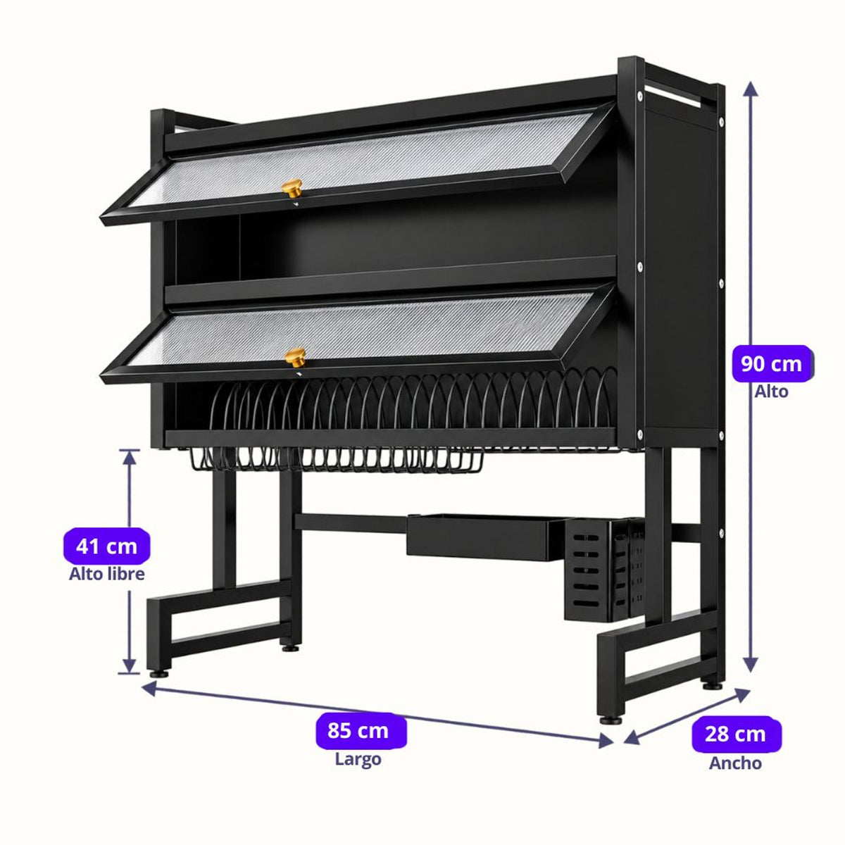 Escurridor de Platos de 2 Niveles con Doble Tapa - Modelo 8